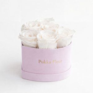 Pink Heart Box - White Roses