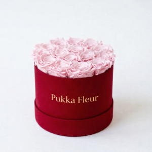 Red Suede Classic Box - Pink Roses