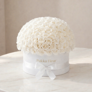 White Super Dome Box - White Roses