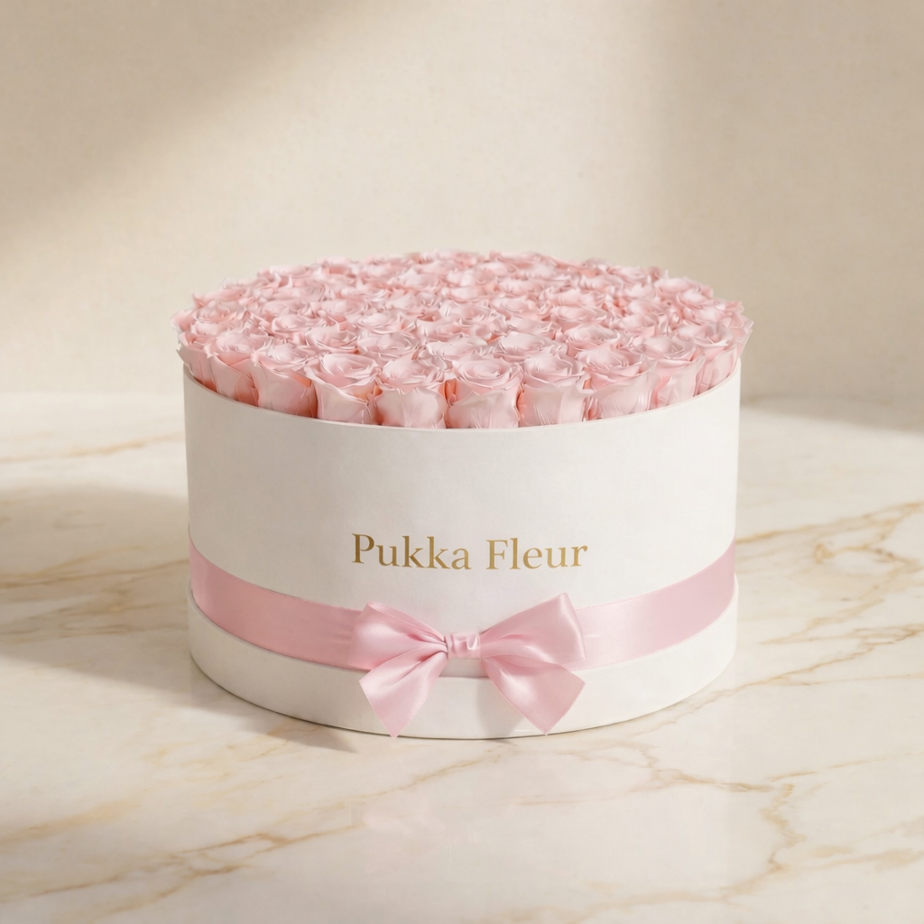 White Luxe Classic Box - Pink Roses