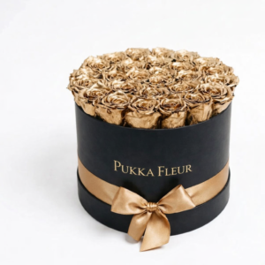 Black Medium Classic Box - Gold Roses