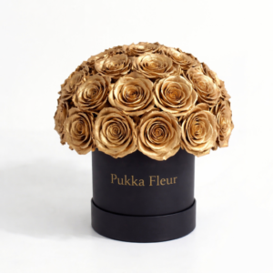 Black Small Dome Box - Gold Roses
