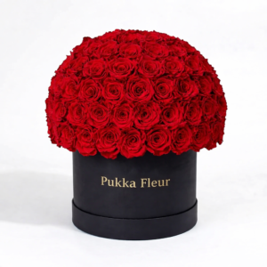 Black Medium Dome Box - Red Roses