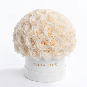 White Medium Dome Box - White Roses