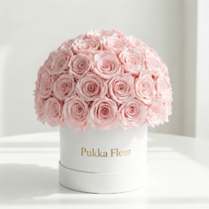 White Medium Dome Box - Pink Roses
