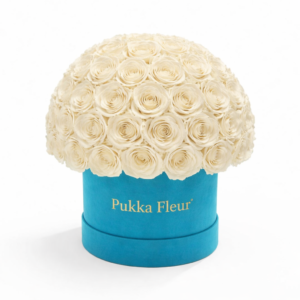 Blue Medium Dome Box - White Roses
