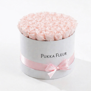 White Medium Classic Box - Pink Roses