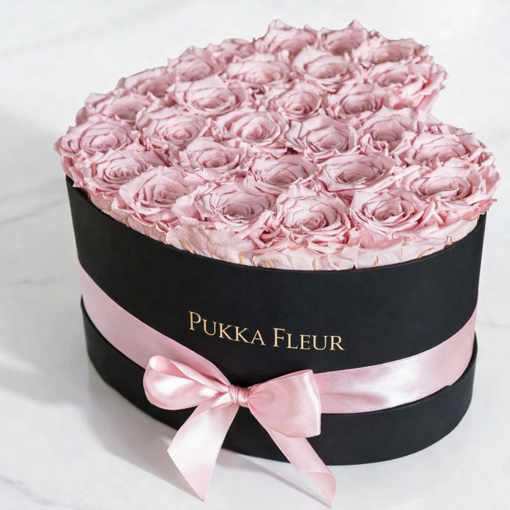 Black Heart Box - Pink Roses